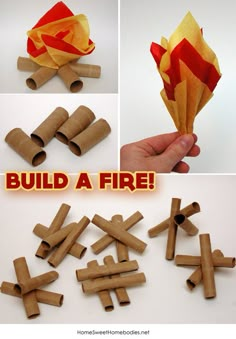 the instructions for how to make an origami fire