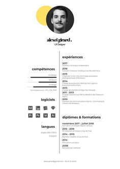 a professional resume template with an image on the top and bottom corner, in black and white