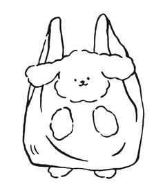 a drawing of a bag with a rabbit on it's back and the bottom part of its head sticking out