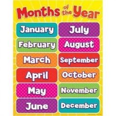 months of the year poster on a yellow background