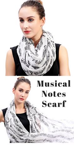 Women's Musical Notes Print Infinity Loop Scarf.   Music fashion, music clothes, music lover, music aesthetic, music note, music life Note Music, Aesthetic Music, Music Life, Loop Scarf, Dj Music, Fashion Music