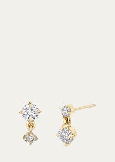 Lizzie Mandler Fine Jewelry Alternating Double-Drop Diamond Earrings in 18k Yellow Gold - Bergdorf Goodman Oval Jewelry, Long Drop Earrings, Diamond Drop Earrings, Diamond Drops, Diamond Hoop Earrings, Yellow Gold Earring, Gold Drop Earrings, Yellow Diamond, Fine Jewellery Earrings