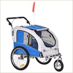 Aosom Elite II 2-in-1 Pet Dog Bike Trailer and Stroller with Suspension and Storage Pockets Dog Bike Carrier, Pet Trailer, Dog Bike, Dog Bike Trailer, Bike Cargo Trailer, Dog Cart, Bicycle Trailer