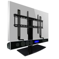 an image of a flat screen tv mounted to the wall with blue leds on it