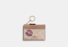 Mini Id Skinny Case In Signature Canvas With Lips Print | COACH OUTLET Cute Card Wallet, Coach Wallet Keychain, Search History, Lip Print, Xmas List, Cute Car Accessories, Key Pouch, Keychain Wallet, Lips Print