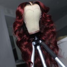 Lux Hair, Ombre Burgundy, Hair Colorful, Red Wig, Black Roots, Wig Styling, Loose Waves Hair, Hair Tape, Burgundy Hair