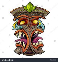 an image of a tiki mask with big eyes stock photo edite and clipping