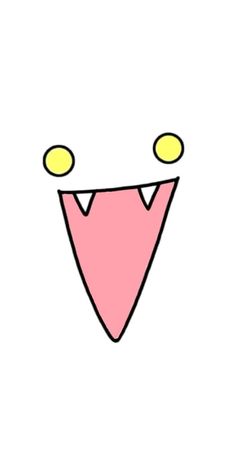 an image of a pink and yellow face with two eyes on the bottom half of it