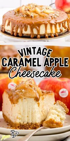 an image of vintage caramel apple cheesecake