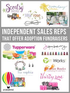 an advertisement with the words independent sales reps that offer adption fundraiserers and other items