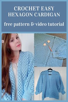 crochet easy hexagon cardigan free pattern and video instructions for beginners