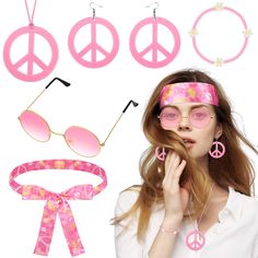 PRICES MAY VARY. Complete Hippie Costume Set: our hippie costume set includes 1 hippie headband, 1 boho wristband, 1 peace sign necklace, 1 round hippie glasses, and 1 pair of peace sign earrings, the complete set of hippie costume accessories can help you embrace the free spirit of the sixties and seventies Chic and Stylish: hippie clothes accessories set is the perfect blend of retro charm and boho chic, which can help you create a chic look, and add to the head turning charm of you; Whether y Groovy Party Favors, 70s Headband, 60s 70s Outfits, Boho Peace Sign, Hippie Glasses, Throwback Party, Hippie Headband, Peace Sign Earrings, Groovy Party