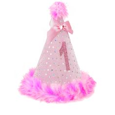 Birthday Party Hat pink sparkle party hat perfect for her birthday. Our party hats are made with a flexible plastic cone wrapped in rainbow sparkle fabric, and trimmed with soft boa feathers. *Hat will be not have a birthday number 🎀 Join Bubblegum Divas VIP list for giveaways, and discount codes. Click ➡️ https://bubblegumdivas.com/pages/bubblegum-divas-vip Sparkle Fabric, Rainbow Sparkle, Sparkle Party, Girls Personalized Gifts, Birthday Party Hats, Pink Sparkle, Birthday Numbers, Party Hat, Discount Codes