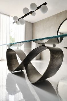 a modern dining table with an unusual design