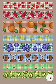 a cross stitch pattern with fruits and vegetables on it