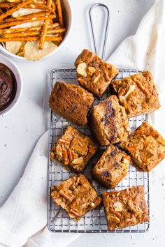 some food is sitting on a cooling rack