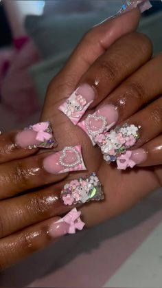 Pink Nails Flower, Hispanic Nails, Nails Flower