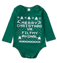 This Baby Christmas onesie in green with an epic slogan "Merry Christmas Ya Filthy Animal' is designed as a long sleeve romper for your little one. Christmas Baby Romper, Outfits Hot, Merry Christmas Baby, Romper Long Sleeve, Merry Christmas Ya Filthy Animal, Ya Filthy Animal