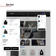 an image of a website page with the word ajax cart displayed on top of it