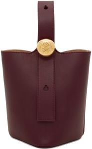 Small Bucket Bag, Mini Bucket Bags, Mini Bucket, Dark Burgundy, Leather Bucket Bag, Leather Bucket, Engraved Logo, Online Bags, Wide Straps