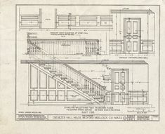 an architectural drawing of stairs and railings