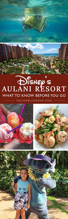 an advertisement for disney's animal resort with pictures of animals, food and people