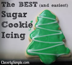 the best and fastest sugar cookie icing recipe ever for christmas cookies, frosted with royal icing