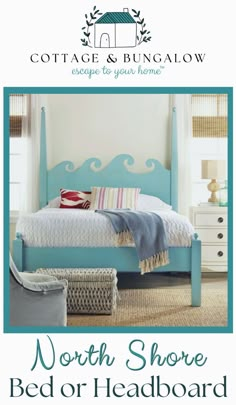 the north shore bed or headboard has been painted blue and is ready to be made into