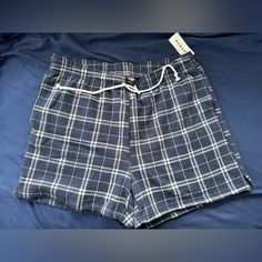 Pacsun Fleece Lined Flannel Shorts Size L Navy And Gray New With Tags 17.5” Waist 17.5” Length 8” Inseam From A Smoke Free Home Casual Plaid Shorts, Plaid Short Bottoms For Loungewear, Casual Plaid Pajama Shorts, Casual Plaid Pajama Shorts With Elastic Waistband, Casual Plaid Bottoms For Lounging, Casual Plaid Lounging Bottoms, Sweat Shorts Women, Pacsun Shorts, Flannel Shorts