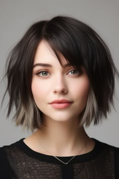 Trendy bob hairstyle ideas | hairstyle tutorial ideas Razored Bob With Bangs, Short Razored Haircuts, Short Edgy Haircuts Straight Hair, Edgy Straight Haircuts, Choppy Bob With Bangs Over 40, Razor Cut Bob For Fine Hair, Chunky Face Haircut, Curtain Bangs On Bob, Textured Shaggy Bob