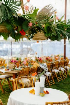 tables and chairs are set up for an event