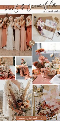 a collage of different wedding colors and details