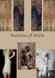 1920s was all about jazz and sass. The Flapper style was in trend, Fabrics like Silk, Georgette, Rayon and Knits were used. Dresses had detailing of beads, tassels, fringes, Egyptian Assuit Fur and feathers, Lace and satin, crochet , Ornamentation 20s Dress Pattern, 1920s Cabaret, Speakeasy Fashion, 1920s Fabric, 1920s Prom, Roaring 20s Dresses, Playground Party, 1920s Halloween, Beads Tassels