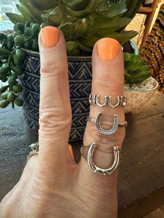 Horseshoe Sterling Silver Stacker Rings Perfect To Layer With 3 Styles Sizes 5-11 Each Ring Is Sold Separately Vacay Fits, Horseshoe Jewelry, Horseshoe Ring, Aesthetic Rings, Horseshoe Pendant, Stacker Rings, Cowgirl Aesthetic, Lucky Horseshoe, Western Jewelry