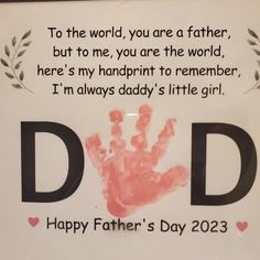 a father's day card with a handprint on it