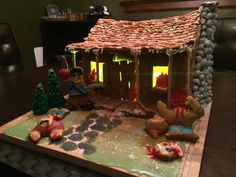 a gingerbread house made to look like it has been decorated