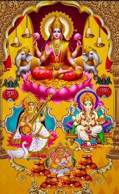 an image of lord ganesha and his four avatars