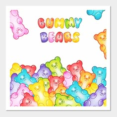 a bunch of colorful teddy bears with the words gummy bears