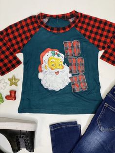 Olivia Green Santa Ho Ho Ho Shirt This shirt is giving me all the holiday vibes! The santa on it is truly adoarble he is even saying, "ho ho ho!" – Rusty Soul Santa Ho Ho Ho, Green Santa, Western Babies, Western Boutique, Children's Rights, Holiday Vibes, Children's Boutique, Your Girl, Ho Ho Ho