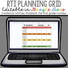 a laptop computer sitting on top of a desk with the words rtt planning grid