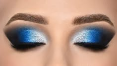 Blue And Silver Makeup, Blue Eyeshadow Makeup, Silver Smokey Eye, Cheer Makeup, Blue Eyeshadow Looks, Blue Smokey Eye, Blue Makeup Looks