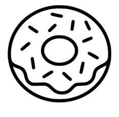 a black and white drawing of a doughnut