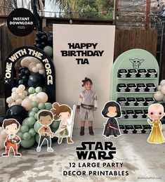 12 STAR WARS Cutout Decor Kids Birthday Party Large Printable Decoration Force Awakens Rey Snoke Kylo Ren Lawn Sign Photobooth Photo Booth - Etsy Star Wars Rey Birthday Party Ideas, Star Wars Boy Birthday, Star Wars Themed Birthday Party Target, Rey Birthday Party Star Wars, Star Wars Lego Party Decorations, Star Wars Slumber Party, Stars Wars Birthday Party, Star Wars Party Decorations Birthdays, Jedi Birthday Party