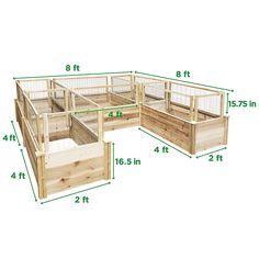 an image of a wooden animal pen with measurements for the size and width to fit it