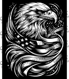 an eagle with stars in the background