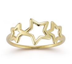 Add a touch of celestial charm to your jewelry collection with the Triple Open Star Ring. Crafted from radiant 14K gold, this exquisite piece showcases three openwork star designs, creating a look that's both whimsical and elegant. From Luminosa Gold. Valerie Parr Hill, Star Ring, Pendant Rings, Trending Gifts, Ankle Bracelets, Black Decor, Star Designs, Shop Decoration, Christmas List