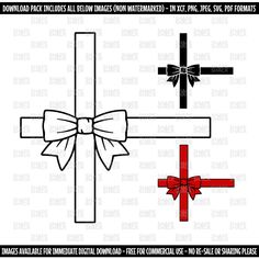 a cross with a bow and ribbon on it