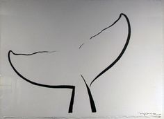 a black and white drawing of a whale's tail on a glass wall in a bathroom