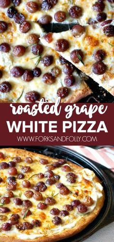 roasted grape white pizza with rosemary on top