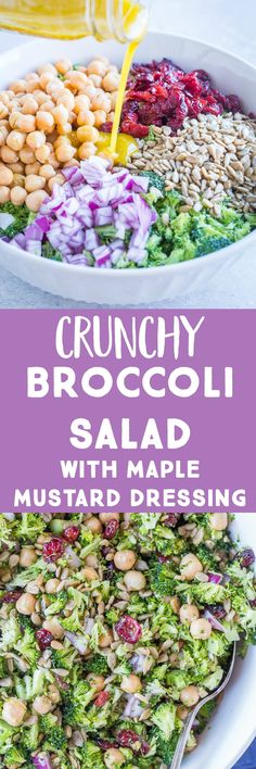 broccoli salad with maple mustard dressing and cranberry sauce on the side